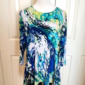 Abstract Blue and Green Women's Top